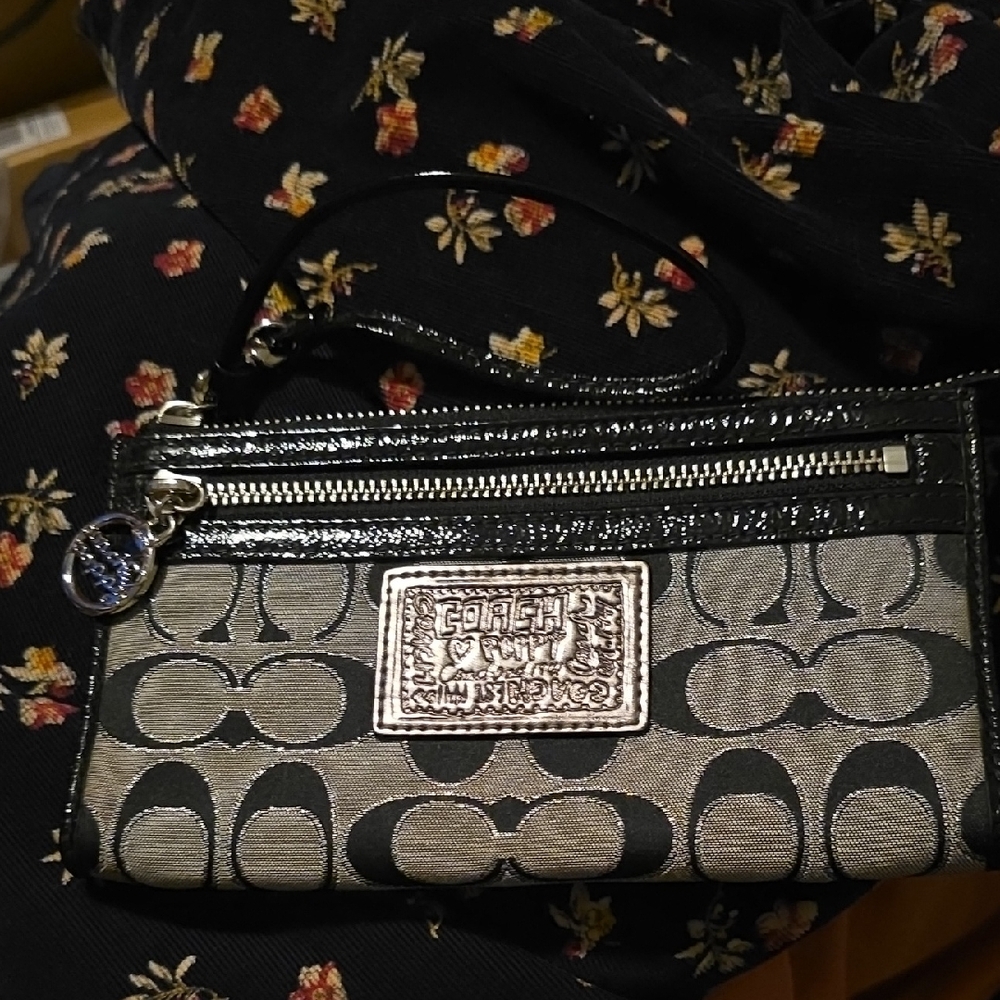Coach Black and Gray Signature Wristlet